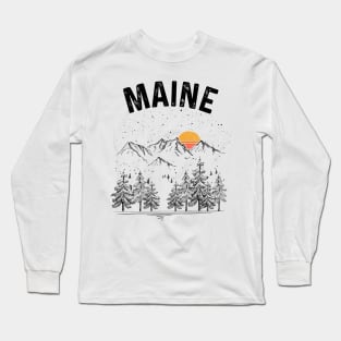 Maine State Vintage Retro Long Sleeve T-Shirt